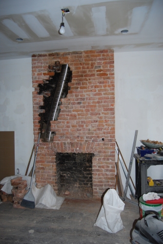 This is the chimney in the rental unit that had to be opened up.